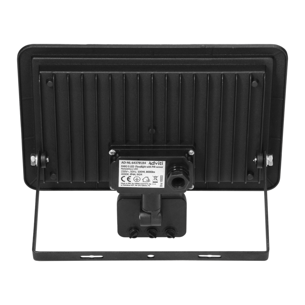 FARO LED, floodlight with PIR motion sensor, 100W, 8000lm, IP44, 4000K, aluminium + glass